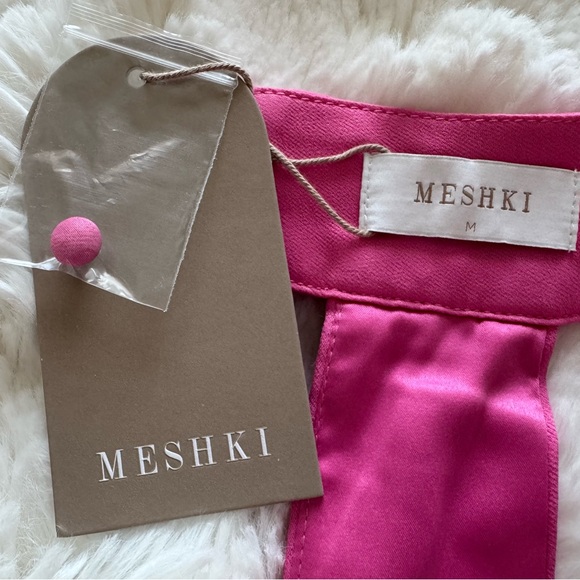 MESHKI Claire Satin Drape-Back Maxi Dress Pink Medium - Picture 6 of 6